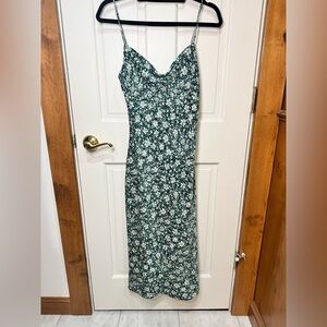 Gentle Fawn Green Floral Midi Slip Dress Size Small